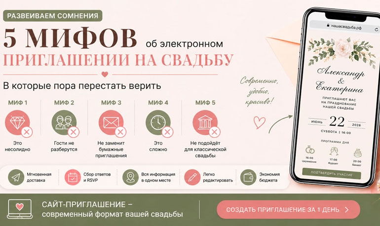 5 мифов об электронном приглашении на свадьбу, в которые пора перестать верить