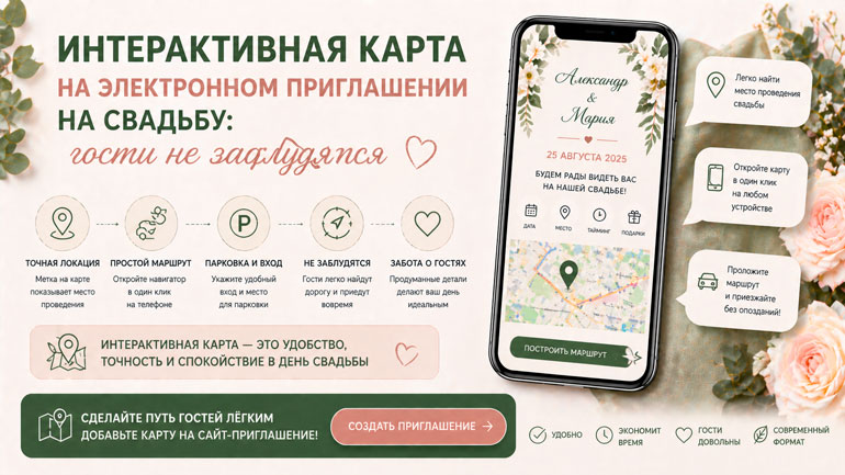 Интерактивная карта на приглашении — гости не заблудятся