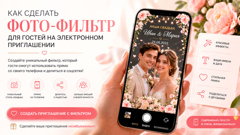 Как сделать фото-фильтр для гостей на электронном приглашении