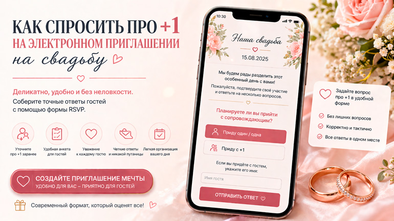 Как спросить про +1 на электронном приглашении на свадьбу