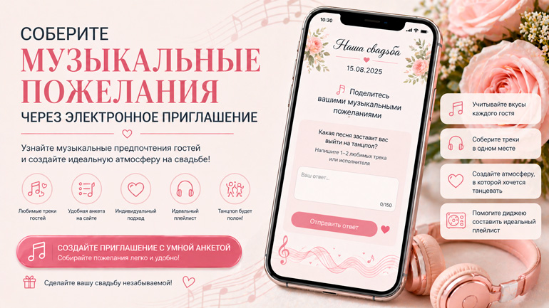 Как собрать пожелания по музыке через электронное приглашение