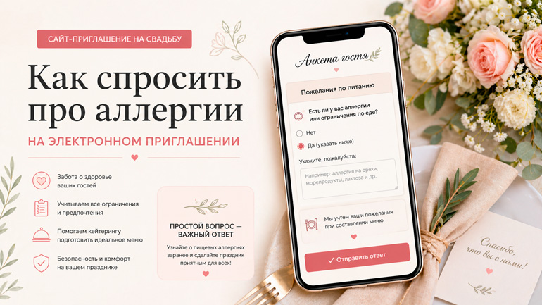 Как спросить про аллергии на электронном приглашении на свадьбу