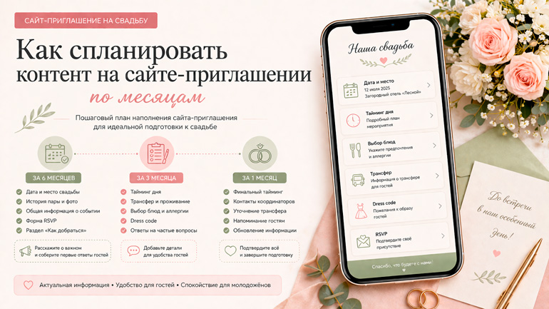 Как спланировать контент на сайте-приглашении по месяцам