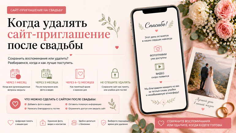 Когда удалять сайт-приглашение после свадьбы