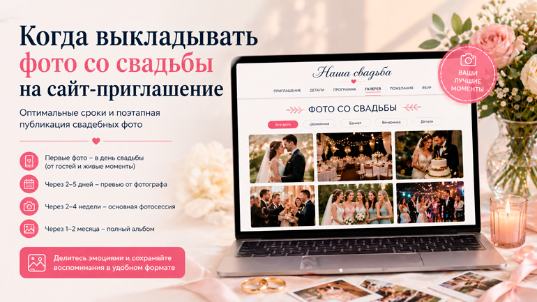 Когда выкладывать фото со свадьбы на сайт-приглашение